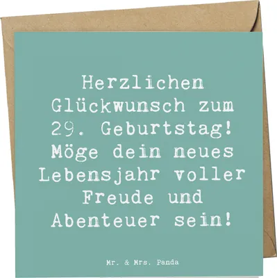 Produktbild von Mr. & Mrs. Panda faltkarte Spruch 29. Geburtstag Glückwunsch - Meeresbrise - Geschenk, Glückwunschkarte, wunderbare Erinnerungen, doppelkarte, Vorfreude, Grußkarte