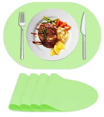 Produktbild von Silikon-Untersetzer für den Tisch Oval Rutschfest 4 Stk. Grün 43x30 cm