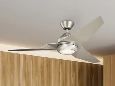 Obrázek produktu pro Tichý stropní ventilátor Elstead Jade s LED světlem Ø152cm + dálkové ovládání stříbrný