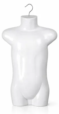 Produktbild von 1 x Kindertorso 53 cm Weiß – Halbschale Kinder Kunststoff – Oberkörper Jugendlicher Halbplastik – Kids Mannequin Teenager Schaufensterpuppe mit Haken Dekotorso