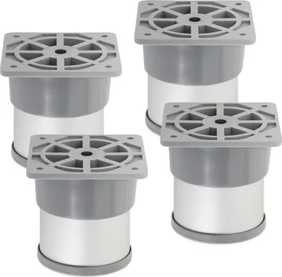 Produktbild von 4 Stück Möbelfüße Alfa II 60 mm (+ 10 mm) Ø 50 mm Silberoptik eloxiert höhenverstellbare Sockelfüße aus Aluminium Sotech