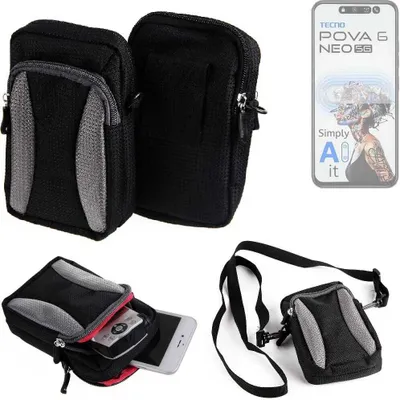 Produktbild von K-S-Trade Holster Schutz Hülle kompatibel mit Tecno Pova 6 Neo 5G Handy Hülle Gürteltasche Umhängetasche mit Zusatzfach schwarz