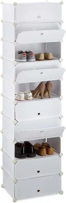 Productafbeelding van Schoenenrek - 10 etages - Klikverbinding - Ruimtebesparend - 176 x 49 x 37 cm - Schoenenkast - Wit
