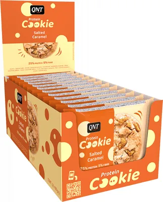 Produktbild von QNT Protein Cookie (12x60g) Salted Caramel - Funktionelle Lebensmittel - Eiweiß-Snacks