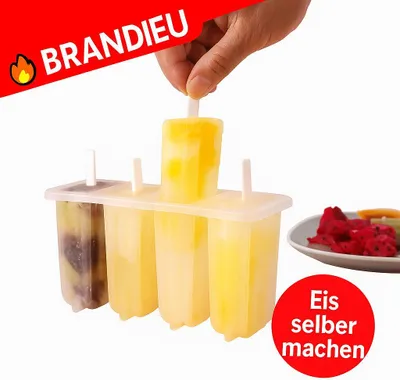 Obrázok produktu pre Sada 4 foriem na zmrzlinu s viečkom – opakovane použiteľné na nanuky a zmrzlinu