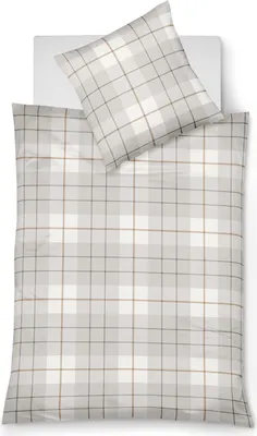 Produktbild von Fleuresse Lech Edelflanell Bettwäsche 155x220 Karo wollweiß muschel  604112-10