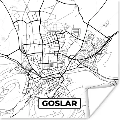 Produktbild von MuchoWow® Poster Karte - Goslar - Stadtplan 50x50 cm - Wohnzimmerdekoration