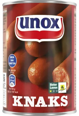 Produktbild von Unox Worst Knaks 400g – Würzige Mini-Würstchen, perfekt zum Snacken & Grillen