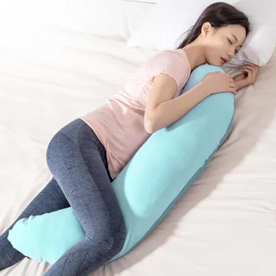 Immagine prodotto di Cuscino a forma di C per gravidanza, con rivestimento in cotone, color verde menta