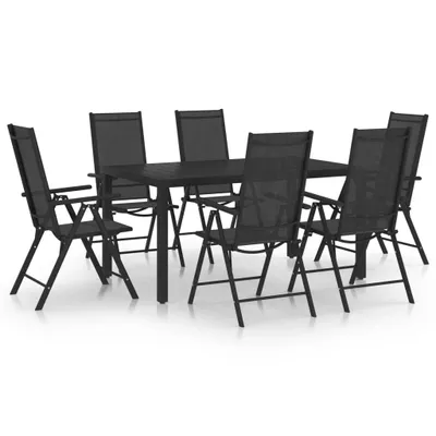 Image de Ensemble à manger de jardin 7 pcs Aluminium Noir