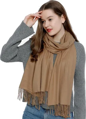 Produktbild von Damen Schal einfarbig weich 185 x 65 cm khaki sandfarben