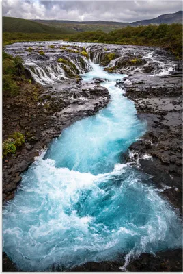Produktbild von ARTland Wandbild Alu für Innen & Outdoor Wasserfall Bruarfoss auf Island Größe: 80x120 cm