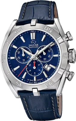 Image de Jaguar en cuir pour hommes Montre chronographe élégant de luxe bleu exécutif D2UJ857/B