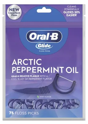 Obrázek produktu pro Oral-B Glide Arctic Peppermint dentální nit s párátkem 75 ks. | Čištění mezizubních prostor