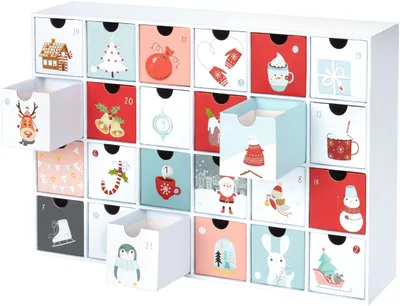 Obrázek produktu pro Adventní kalendář BRUBAKER k naplnění - Sweet Chistmas - DIY vánoční kalendář 24 dvířek na poukázky a sladkosti - výška 39 cm - karton