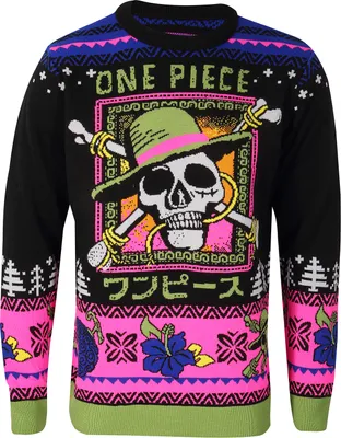 Produktbild von One Piece Strickpullover L Schwarz Uni Skull
