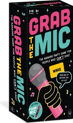 Produktbild von HUCH!, Grab the Mic Spiel Deutsch, Karaoke Spiel mit lustigen Songtext-Challenges, Partyspiele lustig für Familien und Freunde, Für 2-8 Spieler ab 8 Jahren