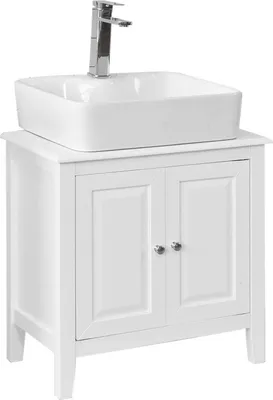 Produktbild von Rootz Modern Washbasin Cabinet - Badezimmer Stauraum - Waschtischunterschrank - MDF Konstruktion - Geräumig mit 2 Türen und 2 Einlegeböden - Ideal zum Organisieren - 60cm x 62cm x 30cm - Weiß