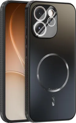 Produktbild von Matte PC TPU Hülle für Oppo Reno15 Pro Max Magnetische Handyhülle mit Linsenabdeckung und Wärmeableitung Stoßstange Schwarz