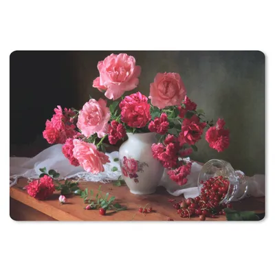 Produktbild von MuchoWow® Schreibtischunterlage Rosen - Stilleben - Rosa 60x40 cm - XXL Mauspad - Großes Mauspad