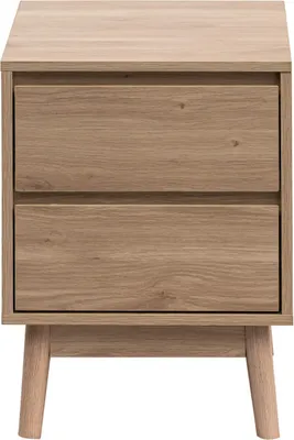 Image de Rebecca Mobili Table de nuit de style naturel avec 2 tiroirs en bois brun