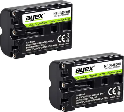 Produktbild von NP-FM500H Akku 2er Set für Sony Alpha Kameras zB SLT-A99 II A77 A100 A560 A700 A850 A900 2040mAh