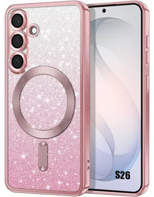 Image de Coque pour Samsung Galaxy S26, Protection à Paillettes Silicone avec Cercle Magnétique - Rose