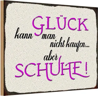 Produktbild von vianmo Holzschild 20x30 cm Glück nicht kaufen aber Schuhe Dekoration