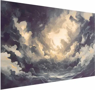 Produktbild von Posterpapier Poster - Epic Play of Light: The Sun Battling for Dominance Over the Clouds 90x60 cm Muster b-H-10054-ao-a