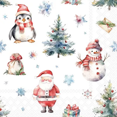 Produktbild von Servietten Papier 33x33cm 3-lagig mit Weihnachtsmotiv 20 Stk.