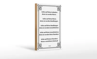 Produktbild von Holzschild Spruch 12x18cm Achte auf deine Gedanken