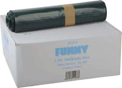 Produktbild von Müllbeutel Funny - 300 Abfallbeutel - blau - ca. 120 L - Müllsäcke Typ 100
