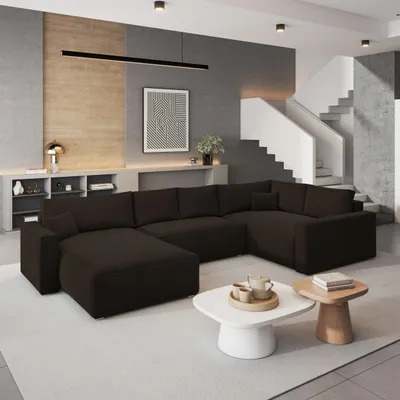 Produktbild von Masseno Ecksofa VELAMI R-S mit Schlaffunktion U-Form, Sofa mit Bettkasten, Wohnzimmersofa, Couch, Soffa, Bettsofa, Couchgarnitur- Braun, MONOLITH 29