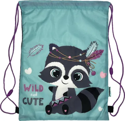 Produktbild von Sporttasche Kinder Turnbeutel für Mädchen Waschbär Schuhbeutel Rucksack bambino