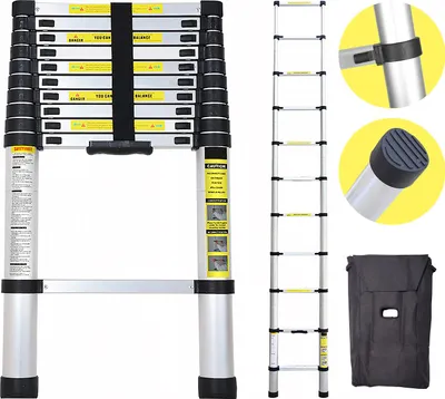Produktbild von Bettizia Teleskopleiter Klappbar 3,2M Multifunktionsleiter Aluminium Anlegeleiter Mehrzweckleiter Ausziehbare Leite 11 Stufe Stehleiter aus Hochwertigem 150KG