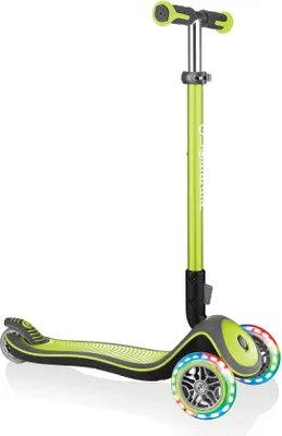 Produktbild von GLOBBER ELITE DELUXE LIGHTS – Tretroller Kinder, 120/80 mm, ABEC 5, 3-rädrig, höhenverstellbar, LED-Rollen, lime grün