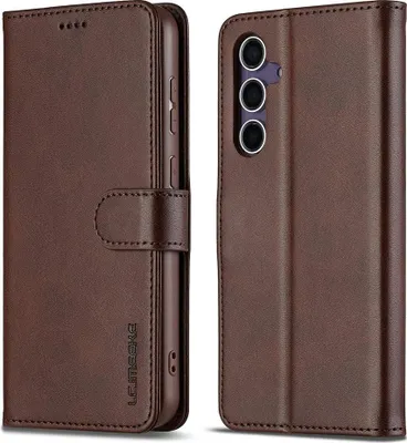 Produktbild von Samsung Galaxy A57 Hülle - LC.IMEEKE Luxus Klapphülle - Dunkelbraun
