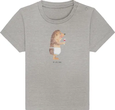 Produktbild von Mr. & Mrs. Panda  T-Shirt Igel Wein 24. - 36. Monat - Heather Grey - Geschenk, Weißwein, Rotwein, Baby Shirt, Spruch, Baumwollshirt, Weinglas, Babyshirt, Weinliebhaber