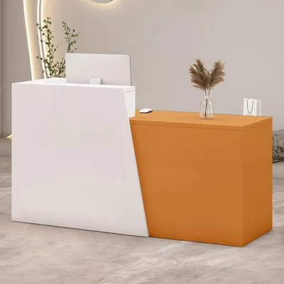Obrázek produktu pro Pult s zásuvkou a úložnými přihrádkami, rozměry 100x42x100 cm, barva: bílá + oranžová