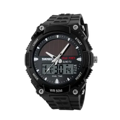 Produktbild von SKMEI Fashion Solarstrom Dualzeit Sport Einsatzuhr wasserdicht Armbanduhr fuer Maenner und Frauen