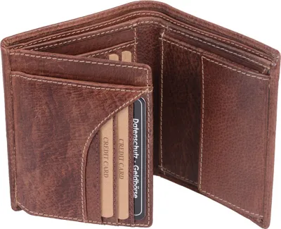 Produktbild von Herrenbörse Herren Geldbörse Leder Brieftasche Kombibörse , cognac, dunkel