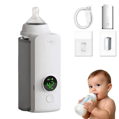 Produktbild von Tragbarer Flaschenwärmer für Reisen,Schnelles Aufwärmen mit batteriebetriebener Temperaturanzeige,wasserloses Aufwärmen von Milch für bequemes Füttern