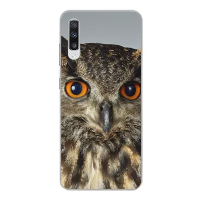 Produktbild von MuchoWow® Handyhülle Schutzhülle Hülle für Samsung Galaxy A70 Braune Eule mit hellblauem Hintergrund Silikon Softcase Handy Hülle - Schutzhaube