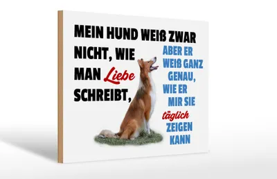 Produktbild von Holzschild Spruch 30x20cm mein Hund weiß zwar Hundeliebe