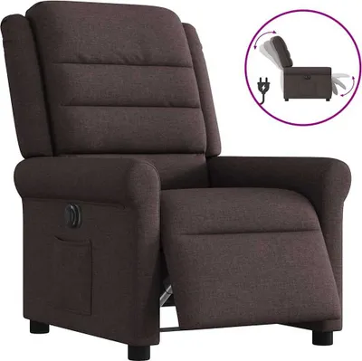 Imagen del producto de Sillón reclinable eléctrico, color marrón oscuro, tapizado en tela