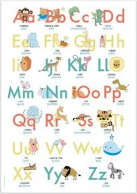 Produktbild von ABC Poster 70,7x100 cm.  Alphabet spielerisch mit Tieren lernen | Das ABC-Lernposter mit Groß- und Kleinbuchstaben |