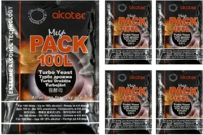 Produktbild von HUGBERT Alcotec Mega Pack 100L Vodka Alkohol Gärhefe Schnaps Hefe 18% 5 Stück