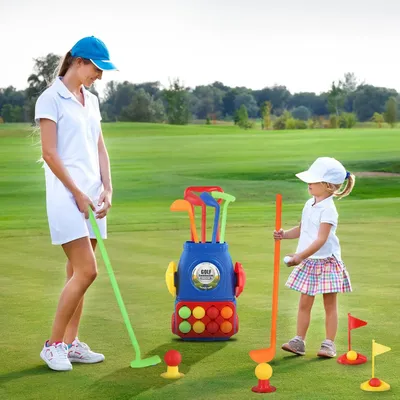 Productafbeelding van Golfset voor peuters - kinderspeelgoed, golfset met een golfkoffer, 4 golfclubs en 8 ballen