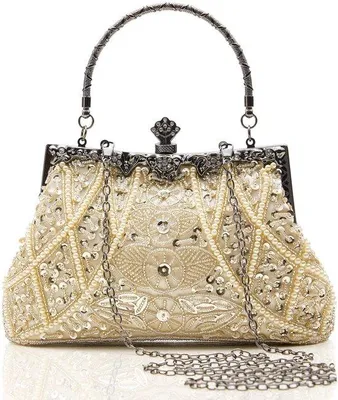 Produktbild von Beige Gala-Handtas mit Strass, Elegante Abendtaschen, 4er Set
