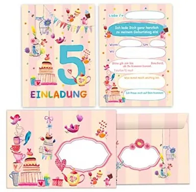 Image de 12 cartes d'invitation pour le cinquième anniversaire, avec enveloppes